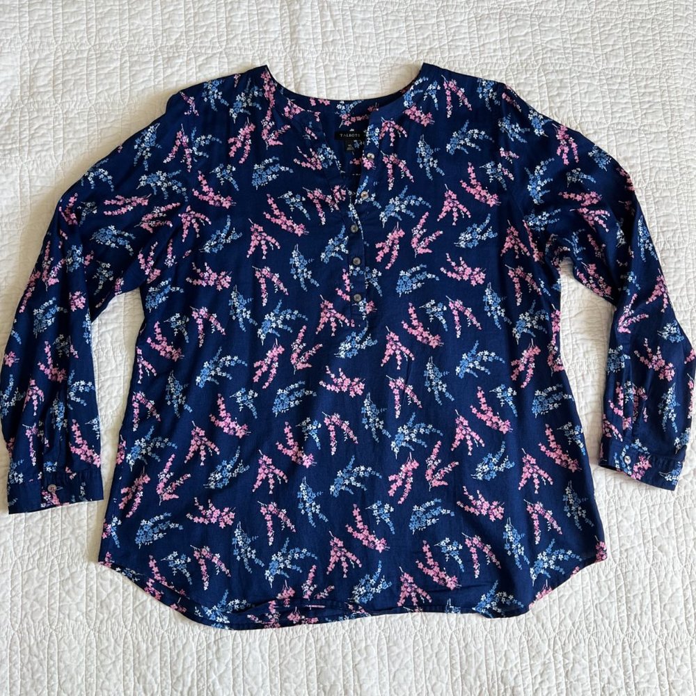 Talbots lightweight cotton Henley style popover blouse, XL